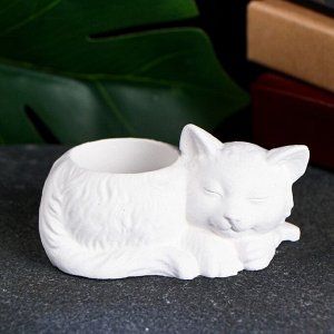 Фигурное кашпо для цветов «Киска», 10x7x6 см, гипс, белое