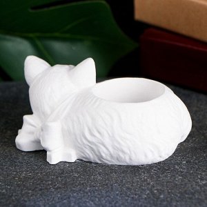 Фигурное кашпо для цветов «Киска», 10x7x6 см, гипс, белое