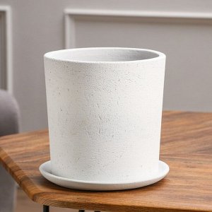 Горшок цветочный "Цилиндр Ролл" бетон, белый, 4 л