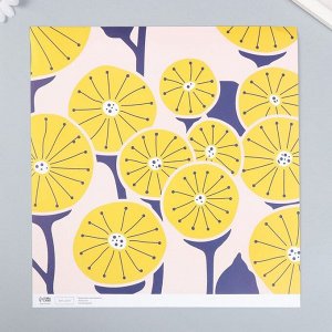 Бумага для скрапбукинга "Жёлтые цветы" плотность 180 гр 30,5х32 см