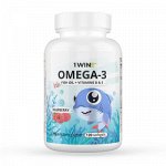 1WIN / Omega-3 Kids+Vitamins D&amp;E, Малина и травы, 120 капсул
