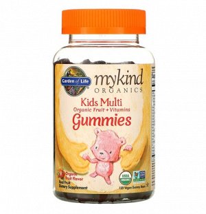 MyKind Organics, Kids Multi, детские мультивитамины со вкусом органических фруктов, 120 веганских мармеладных мишек