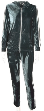 Бархатный спортивный костюм с лампасами из 2 частей: брюки + мастерка с капюшоном Цвет: СЕРЫЙ