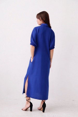 Платье-рубашка с объёмными рукавами "кобальт" (остаток: -)