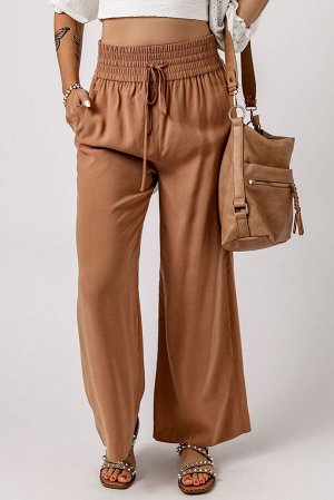 Коричневые свободные брюки с эластичным поясом