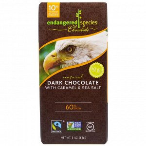 Endangered Species Chocolate, Темный шоколад с карамелью и морской солью, натуральный, 3 унции (85 г)