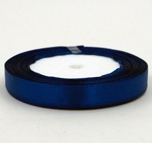 Лента атлас 1,2 см х 25 ярд цвет темно-синий № 038  HS-50-1