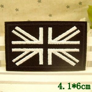 Термонаклейка черно-белый британский флаг
