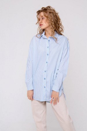 302WHT Рубашка женская удлиненная