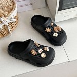 Женские перфорированные сабо из ЭВА с джиббитсами, на толстой подошве, с ремешком, цвет чёрный