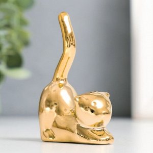 Сувенир керамика "Кот - потягушки" золото 5,5х2,4х7,8 см