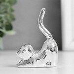 Сувенир керамика &quot;Кот - потягушки&quot; серебро 5,5х2,4х7,8 см