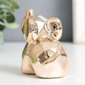 Сувенир керамика "Слонёнок" грани золото 8,5х4,3х7 см