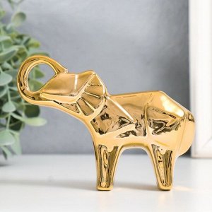 Сувенир керамика "Слон" оригами золото 14х3,5х10 см