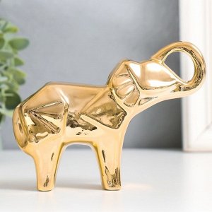 Сувенир керамика "Слон" оригами золото 14х3,5х10 см