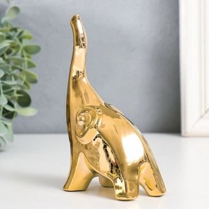 Сувенир керамика "Слон - хобот вверх" золото 8х5,3х14 см