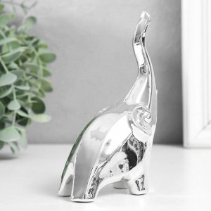Сувенир керамика "Слон - хобот вверх" серебро 8х5,3х14 см
