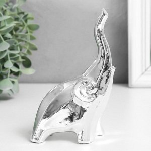 Сувенир керамика "Слон - хобот вверх" серебро 8х5,3х14 см