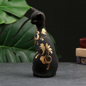 Фигурка керамика «Кошка ушастая», 7x8x19 см, чёрная