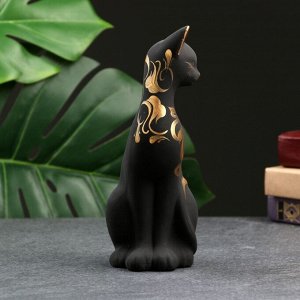 Фигурка керамика «Кошка ушастая», 7x8x19 см, чёрная