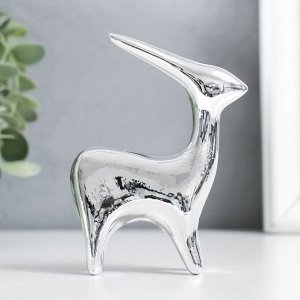 Сувенир керамика "Олень" серебро 8х2,8х10,5 см