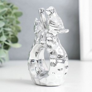 Сувенир керамика "Птица на груше" серебро 6,8х3,7х10,3 см