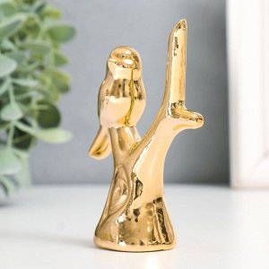 Сувенир керамика "Воробышек на дереве" золото 7,5х3,7х10,5 см