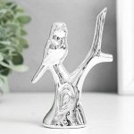 Сувенир керамика &quot;Воробушек на дереве&quot; серебро 7,5х3,7х10,5 см