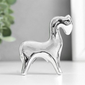 Сувенир керамика "Лошадка с опущенной головой" серебро 2,5х6,5х7 см