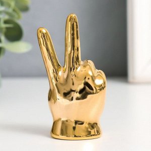 Сувенир керамика "Рука - Мир" золото 4х2,7х7,5 см