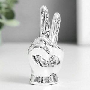 Сувенир керамика "Рука - Мир" серебро 4х2,7х7,5 см