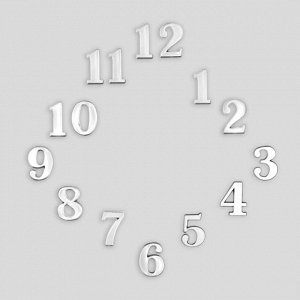 Цифры для часов 15 шт, h=2.5 см, серебро