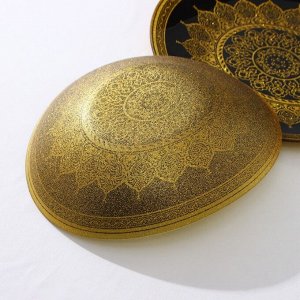 Набор тарелок 2 предмета: d=28,5 см, d=30.5 см, цвет золотой с чёрным, стекло