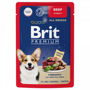 Brit Premium пауч 85гр д/соб Говядина/Соус (1/14)