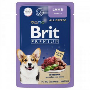 Brit Premium пауч 85гр д/соб Ягненок/Соус (1/14)