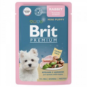 Brit Premium пауч 85гр д/щен мелк.пор Кролик/Цукини/Соус (1/14)