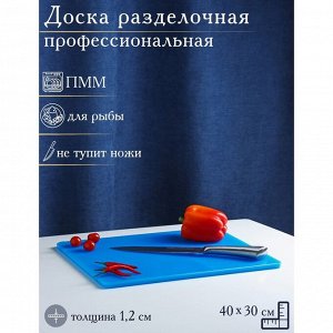 Доска профессиональная разделочная Доляна, 40x30x1,2 см, цвет синий