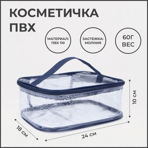 Косметичка на молнии, цвет синий