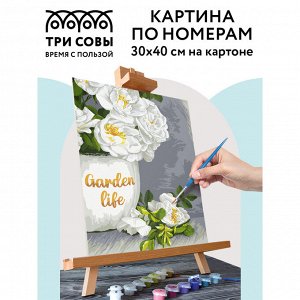 Картина по номерам на картоне ТРИ СОВЫ ""Садовые цветы"", 30*40, с акриловыми красками и кистями
