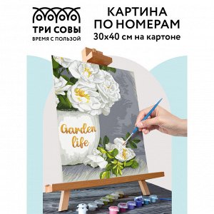 Картина по номерам на картоне ТРИ СОВЫ &quot;&quot;Садовые цветы&quot;&quot;, 30*40, с акриловыми красками и кистями