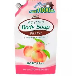Крем-мыло Wins Body Soup peach с экстрактом листьев персика 1000 мл