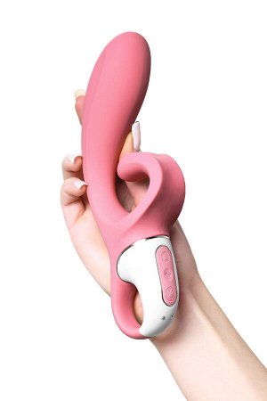 Нереалистичный вибратор Satisfyer Hug me, силикон, розовый