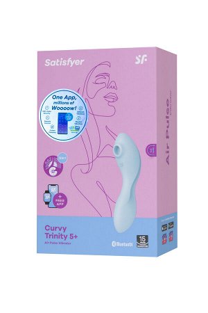 Вакуумный стимулятор клитора Satisfyer Curvy Trinity 5+, голубой