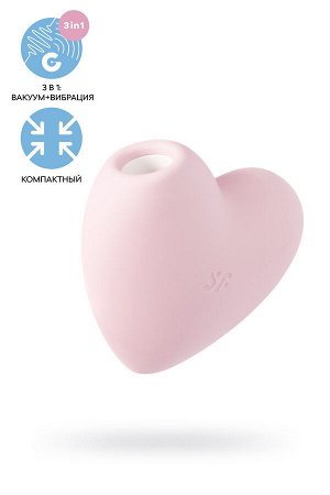 Вакуум-волновой стимулятор клитора с вибрацией Satisfyer Cutie Heart, силикон, розовый, 7,7 см