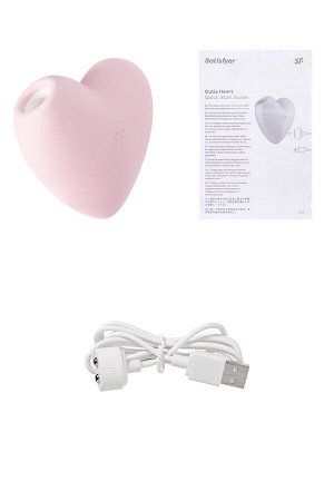 Вакуум-волновой стимулятор клитора с вибрацией Satisfyer Cutie Heart, силикон, розовый, 7,7 см