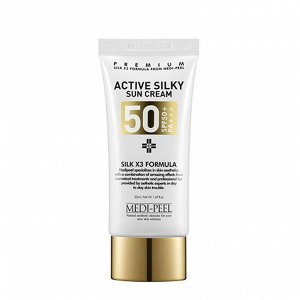 Солнцезащитный крем с комплексом пептидов и шёлка Active Silky Sun Cream SPF50+PA+++, 50мл