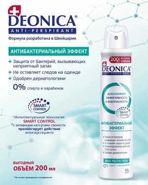 DEONICA Антиперспирант Антибактериальный эффект, 200мл (спрей)
