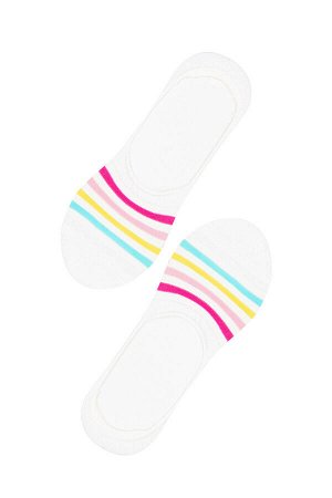 Белые балетные носки в разноцветную полоску для девочек