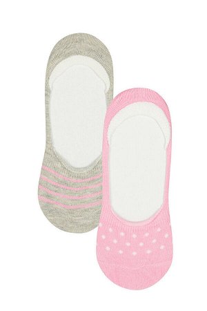 Серо-розовые 2 пары балетных носков с узором для девочек