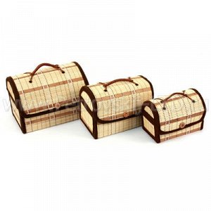 Сундучок бамбуковый, прямоугольный, набор из 3 штук (21х13х1